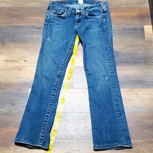 True religion johnny distressed medium wash straight leg jeans